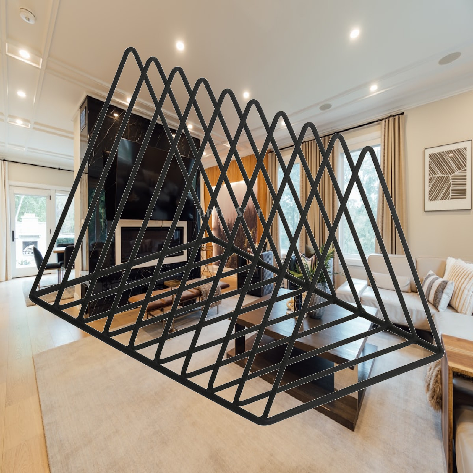 Magazine Holder Rack - 鉄製ワイヤー製デスクトップオーガナイザー。安定した三角形のワイヤーディスプレイラック。ビニールアルバムホルダー。モダンなデザインで、ご自宅やオフィス、メディアコーナーに最適。