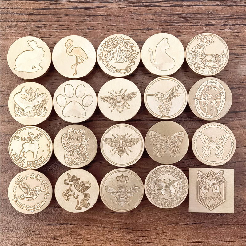 ワックスシールスタンプヘッド 蝶 動物 鳥 猫 ウサギ 蜂  - Wax Seal Stamp Set のレビューと価格