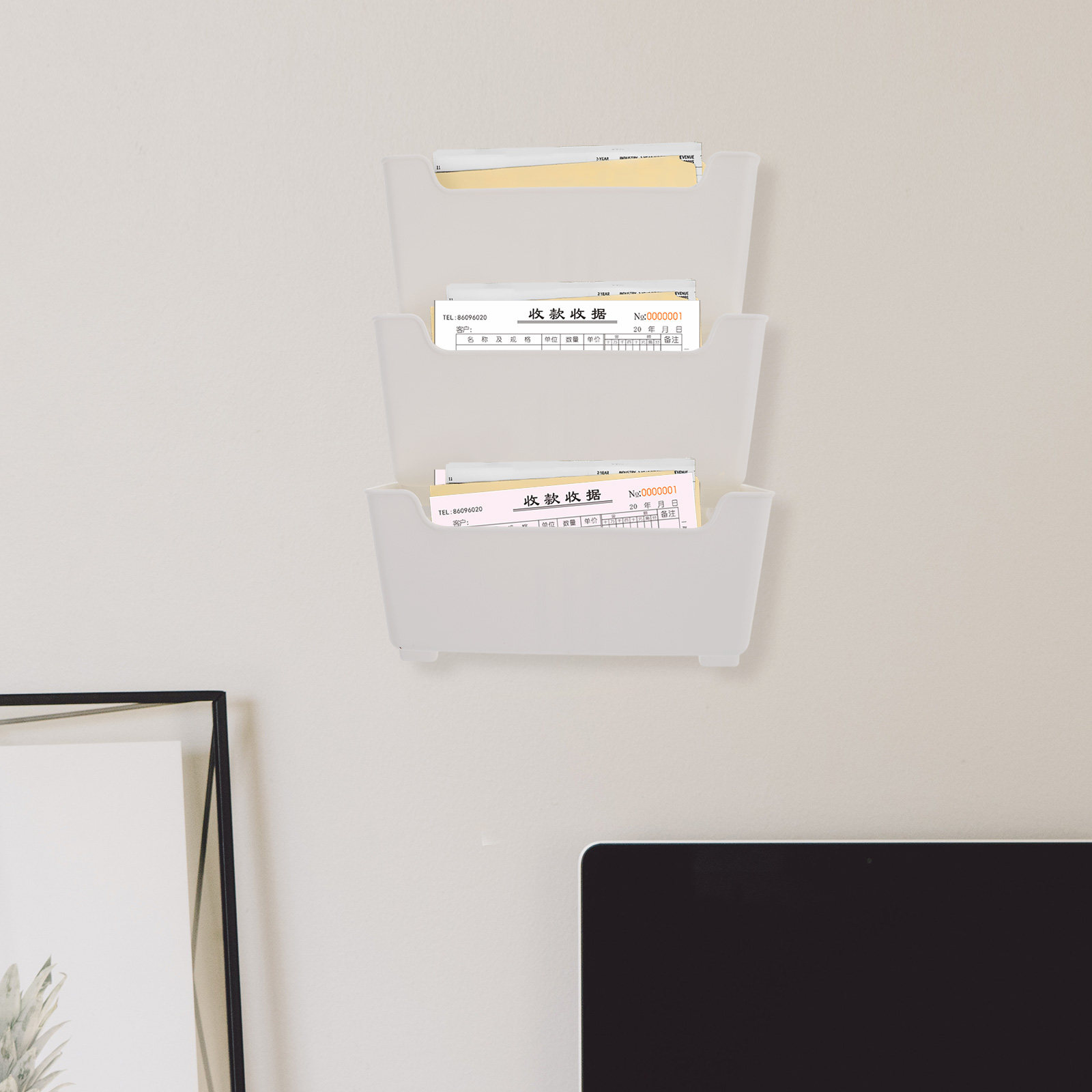 1個入り 透明壁掛けファイル整理ラック プラスチック製 ハン - Magazine Holder Rack のレビューと価格
