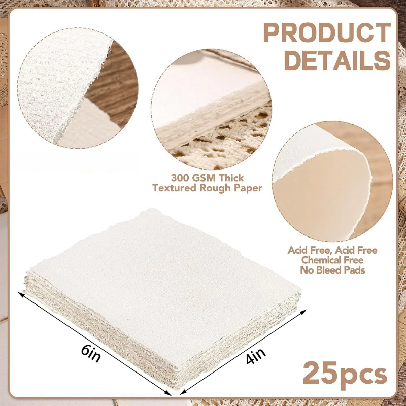 25 枚の水彩紙、300 GSM デッキエッジ紙ラフ/テクス - Ink Blotter Paper のレビューと価格