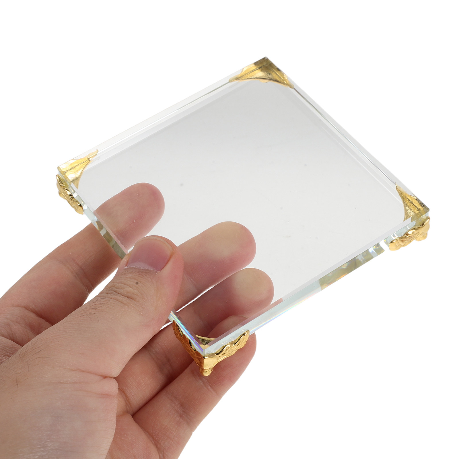 正方形のクリスタル製ペーパーウェイト。金色の縁取りが施された - Paper Weight Crystal のレビューと価格